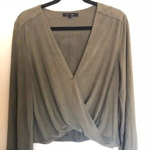 Olivaceous Olive Green Suede Blouse